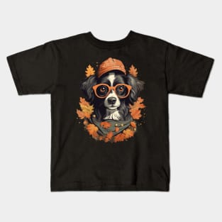 Border Collie Dog Autumn Style Kids T-Shirt